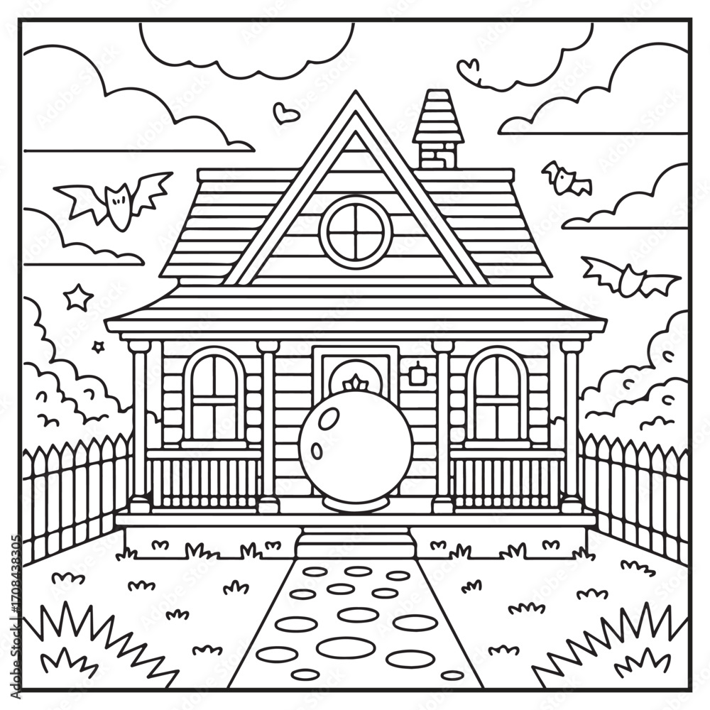 Fototapeta premium House Spooky Coloring Pages