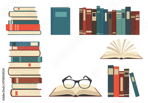 A collection of various books and reading materials displayed.