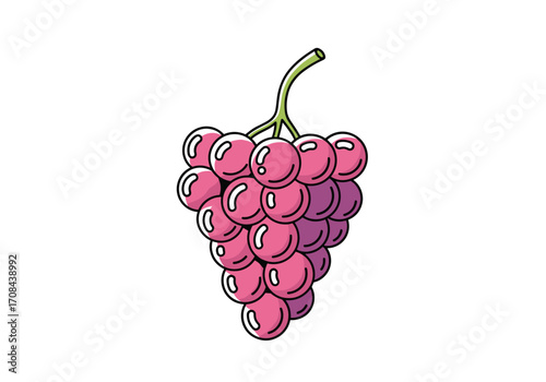 A single bunch of ripe red grapes hanging from a stem.