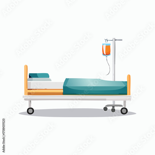 Hospital Bed With IV Fluids Illustration