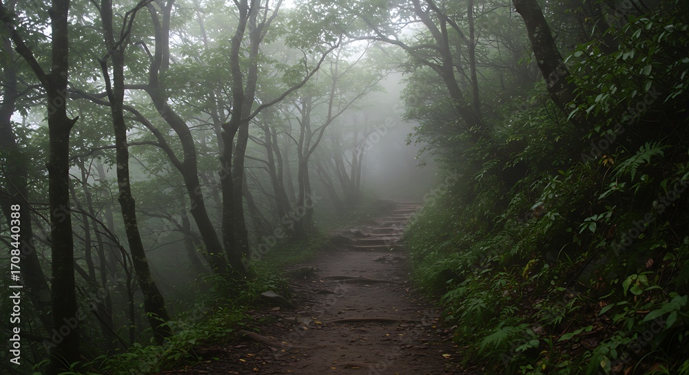 Obraz premium Misty forest path