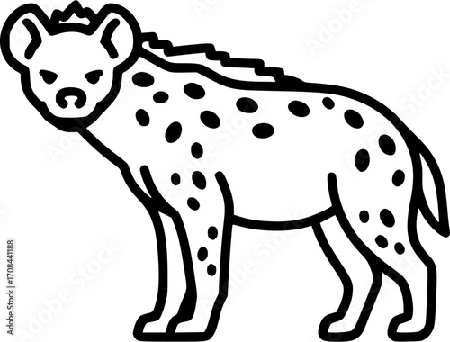 hyena silhouette line art vector illustration with a white background 