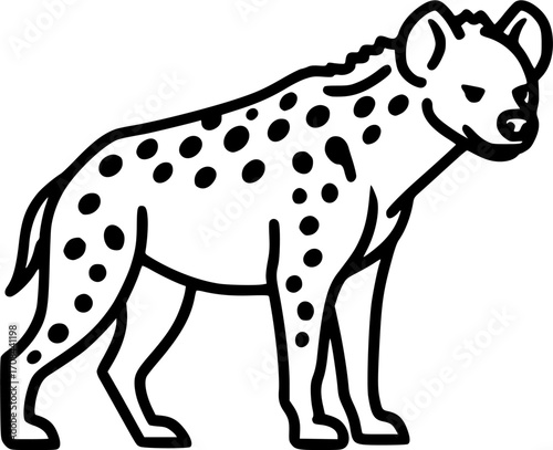 hyena silhouette line art vector illustration with a white background 