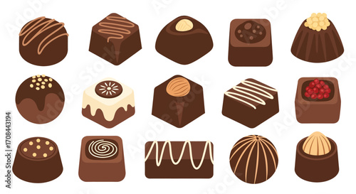 Assorted Chocolate Pralines A Sweet Collection of Treats.