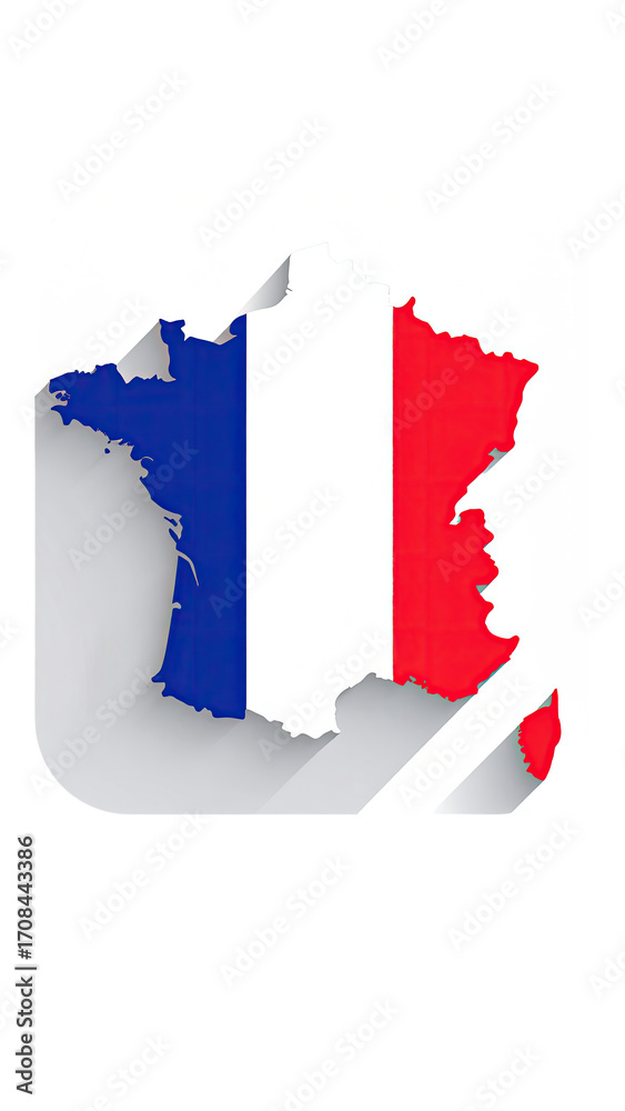 Fototapeta premium French map icon with flag colors