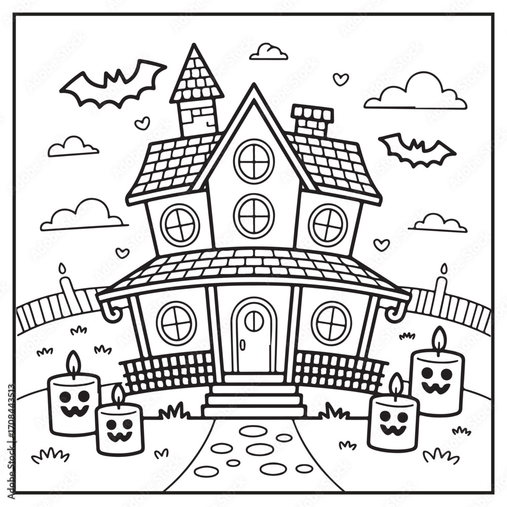 Fototapeta premium House Spooky Coloring Pages