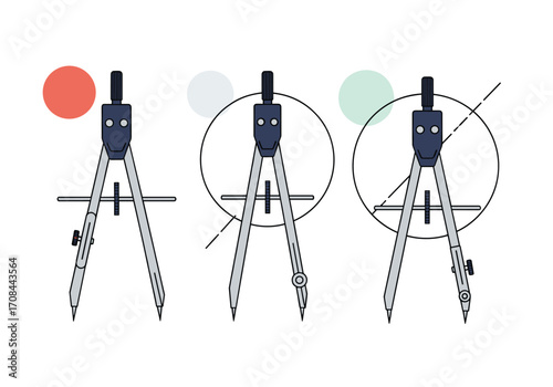 Illustration of a compass tool used for drawing circles and arcs.