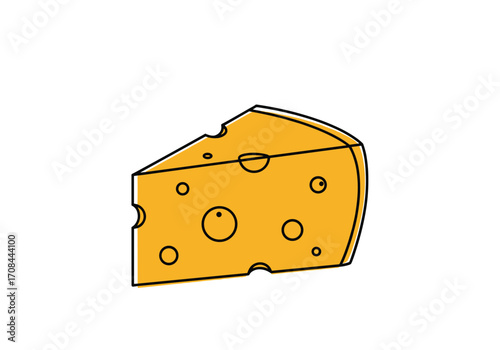 A delicious wedge of swiss cheese with many holes.