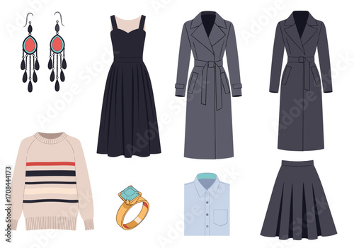 Elegant clothing and accessories for a sophisticated wardrobe.