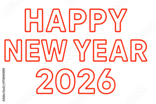 Wallpaper Mural Happy new year 2026 red neon sign on transparent background Torontodigital.ca