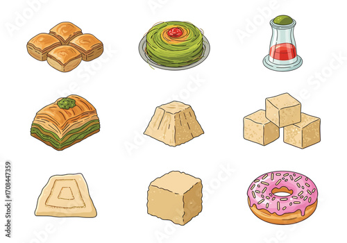 Traditional sweet treats and delights featuring delicious Turkish desserts.