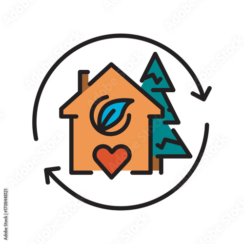 sustainable lifestyle color icon.