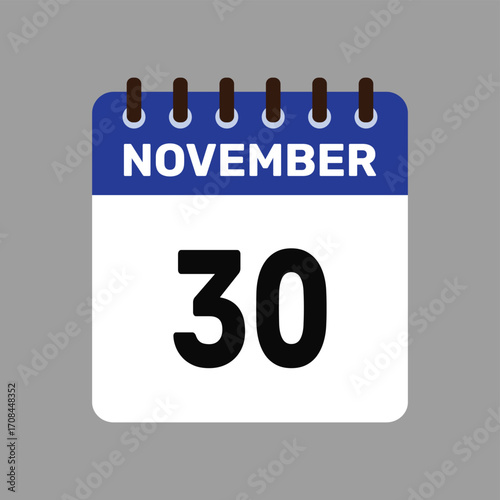 calendar with november 30 icon vector reminder for important deadlines and special events this autumn season