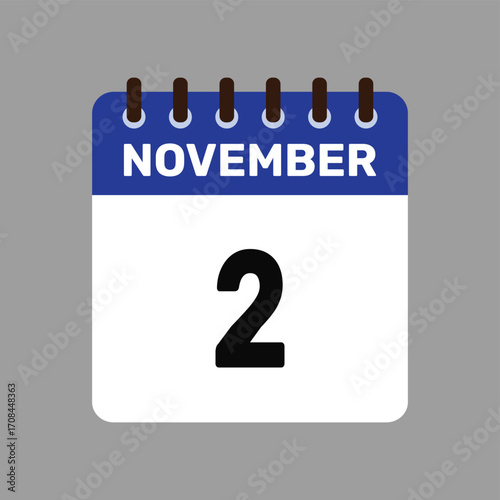 calendar with november 2 icon vector reminder for important deadlines and special events this autumn season
