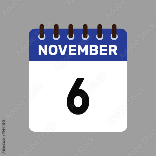 calendar with november 6 icon vector reminder for important deadlines and special events this autumn season