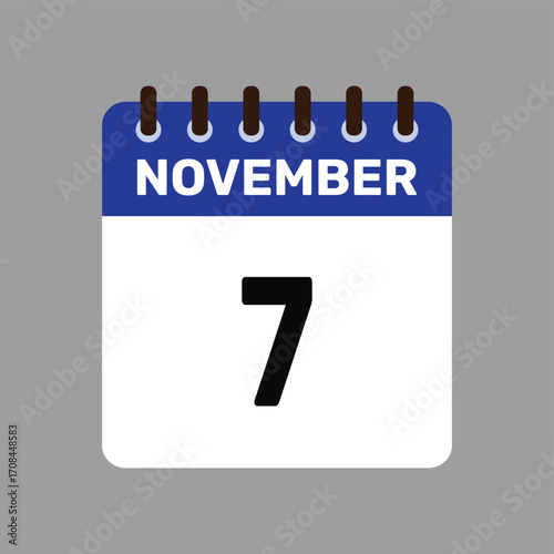 calendar with november 7 icon vector reminder for important deadlines and special events this autumn season