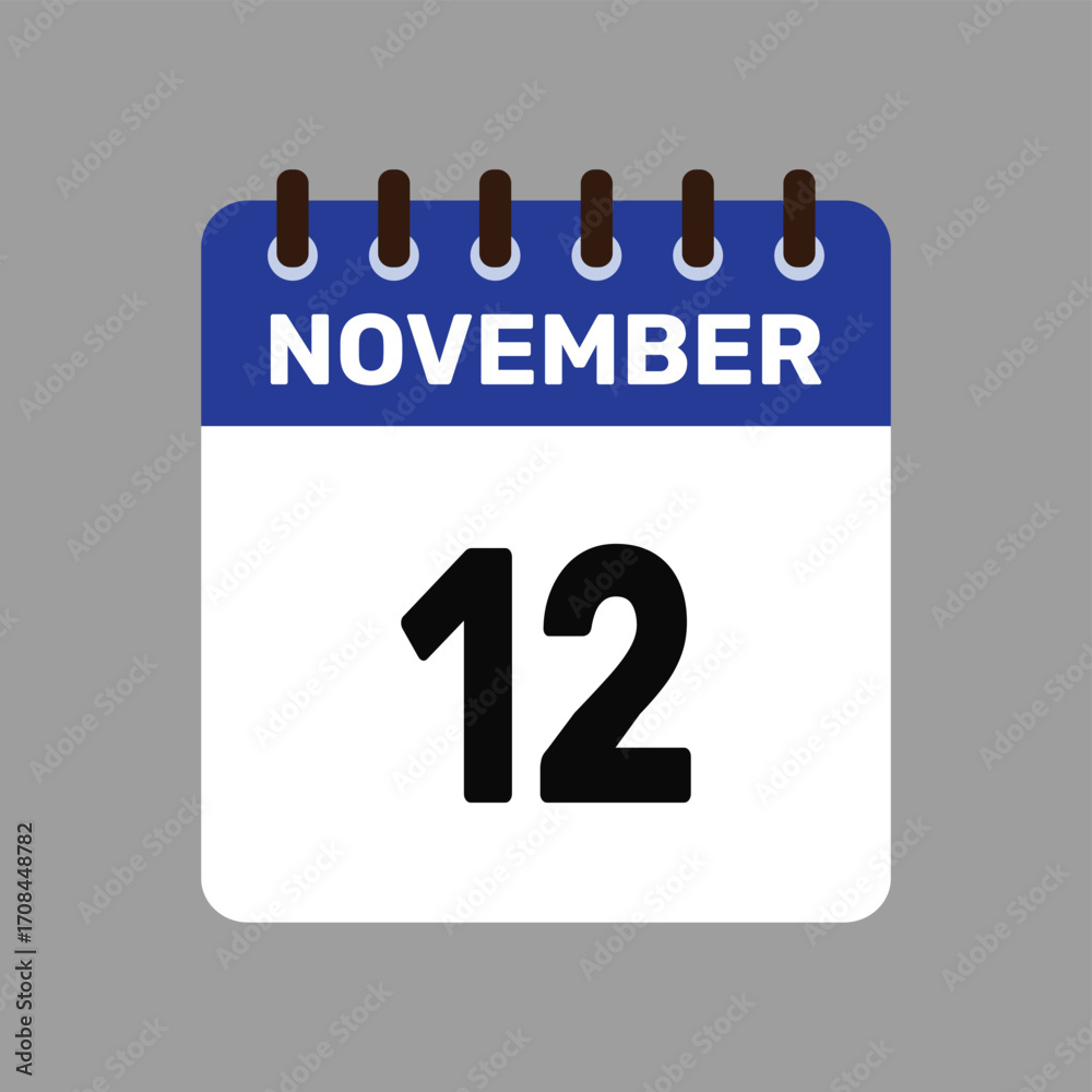 Fototapeta premium calendar with november 12 icon vector reminder for important deadlines and special events this autumn season