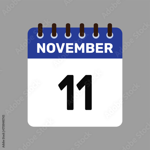 calendar with november 11 icon vector reminder for important deadlines and special events this autumn season