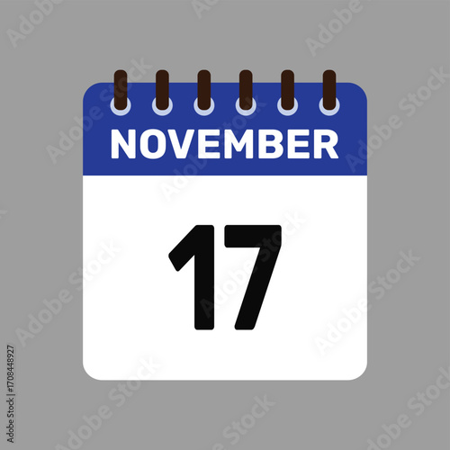 calendar with november 17 icon vector reminder for important deadlines and special events this autumn season