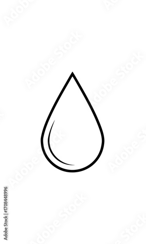 Simple outline drawing of a water drop on transparent background