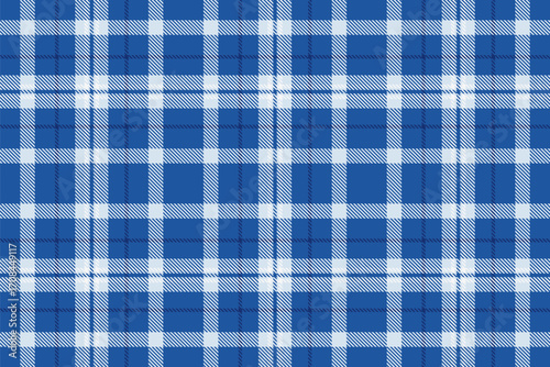 Detailed blue and white plaid seamless pattern. Classic textile design ideal for backgrounds, fabrics, or graphic projects requiring a traditional touch.