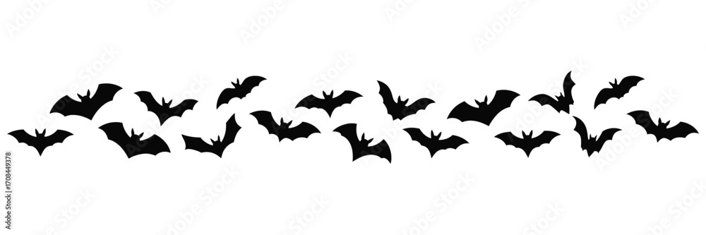 Naklejka premium vector illustration of flying bats in various poses for Halloween design