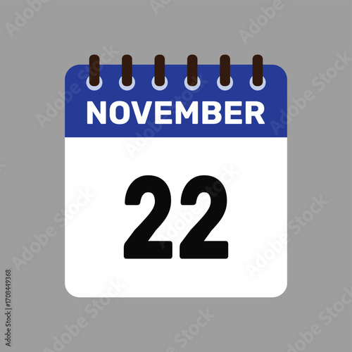 calendar with november 22 icon vector reminder for important deadlines and special events this autumn season