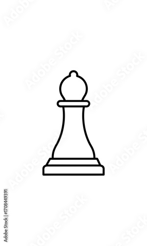 Illustration of a chess bishop in black line on transparent background