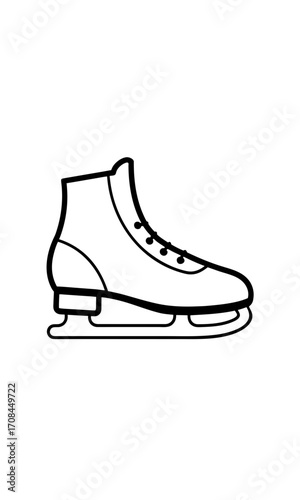 Illustration of a single ice skate outline on transparent background