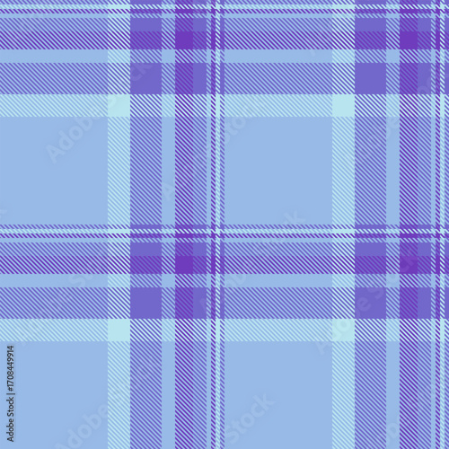 Native check plaid textile, folded seamless pattern tartan. Costume fabric background texture vector in blue and indigo colors.