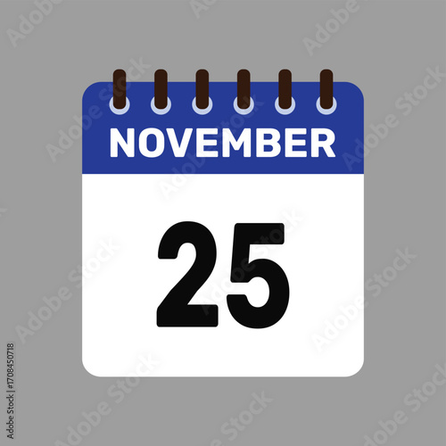 calendar with november 25 icon vector reminder for important deadlines and special events this autumn season