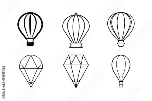 hot air balloon vector set bundle