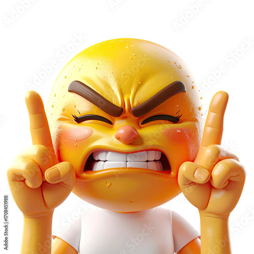 An angry, expressive cartoon character