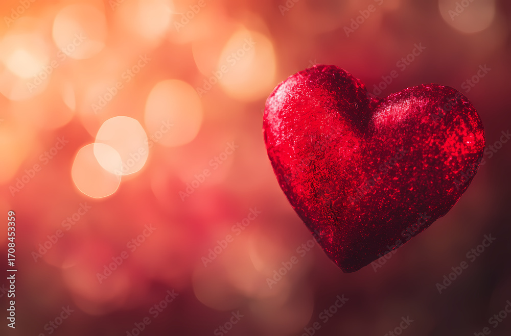 Obraz premium Red Heart Floating in Warm Light