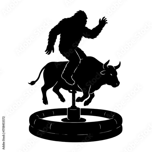 Bigfoot Silhouette Riding Mechanical Bull Vector

 

 