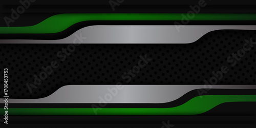 Realistic black background overlapping with green color combination, futuristic wallpaper technology, can be used for backgrounds, banner, landing page, flyer.
