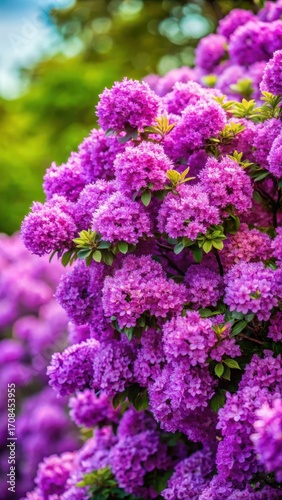 Vibrant purple flowering bush in full bloom with delicate petals and a compact growth habit
