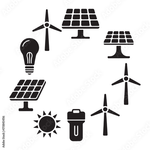 Renewable energy icon set