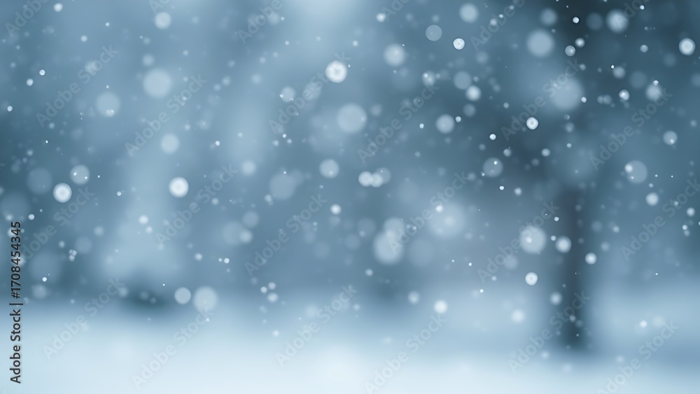 Fototapeta premium Gentle snowfall in soft illumination, evoking quiet winter mood.