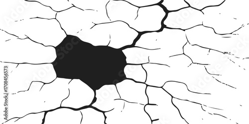 A close-up of a dry, cracked earth texture with a grunge, vintage feel