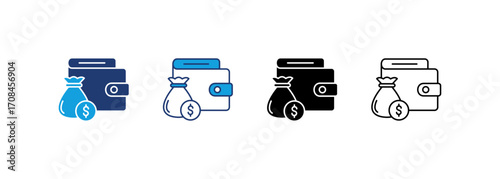 Wallet Icon Set Multiple Style Collection