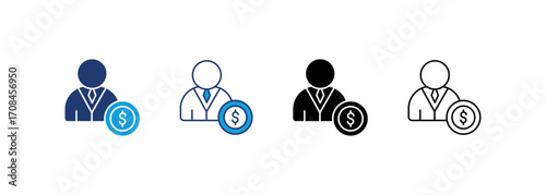 Financial Advisor Icon Set Multiple Style Collection