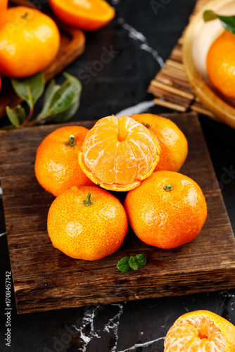 Fresh Little Oranges on Wooden Board - Sweet Citrus Fruit Display
