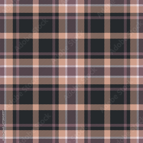 Seamless beige color check pattern. Repeating patern plaid. Checkered design for prints. Repeated tartan fabric. Vector scottish fabriс. Ekose texture. Madras flannel. Checker line. Stripe gingham