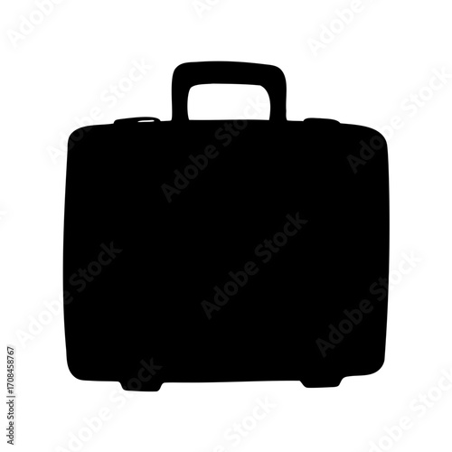 Silhouette of a classic black briefcase, symbolizing business and professional travel