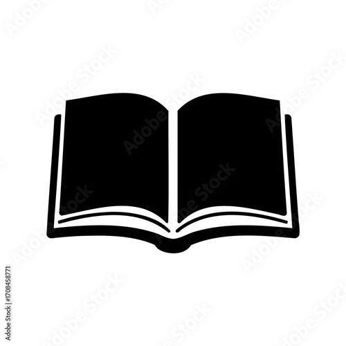 Open book in black and white, symbolizing knowledge, education and stories