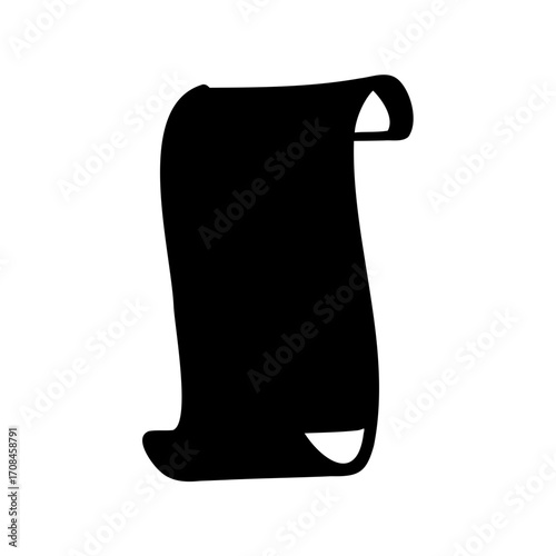 A Black Silhouette of an Old Scroll on a Plain White Background