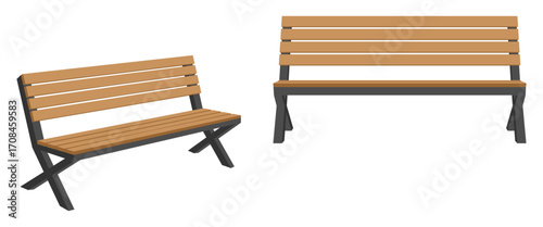 simple wooden bench for park or garden vector illustration isolated on white background.