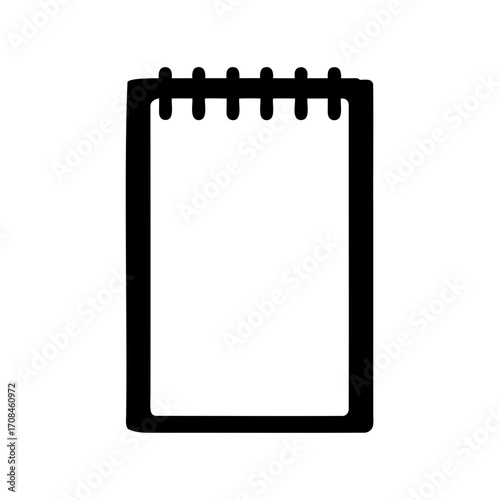 Simple black and white illustration of a blank notepad with spiral binding