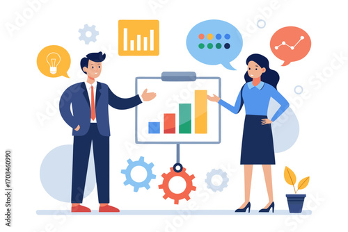 business people with chart